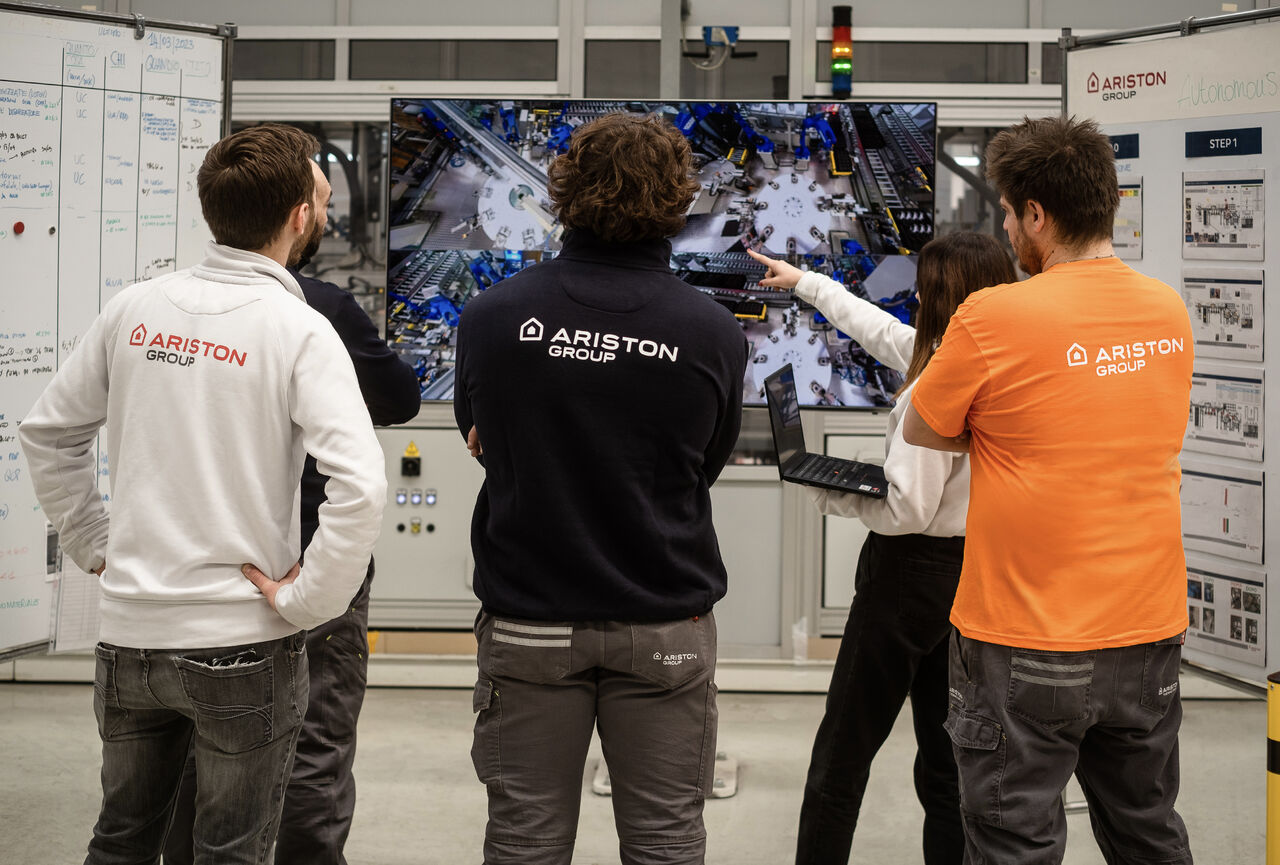 Group of employees working in a plant